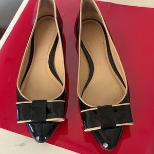 Kate Spade Black Flats with Tan Trim
